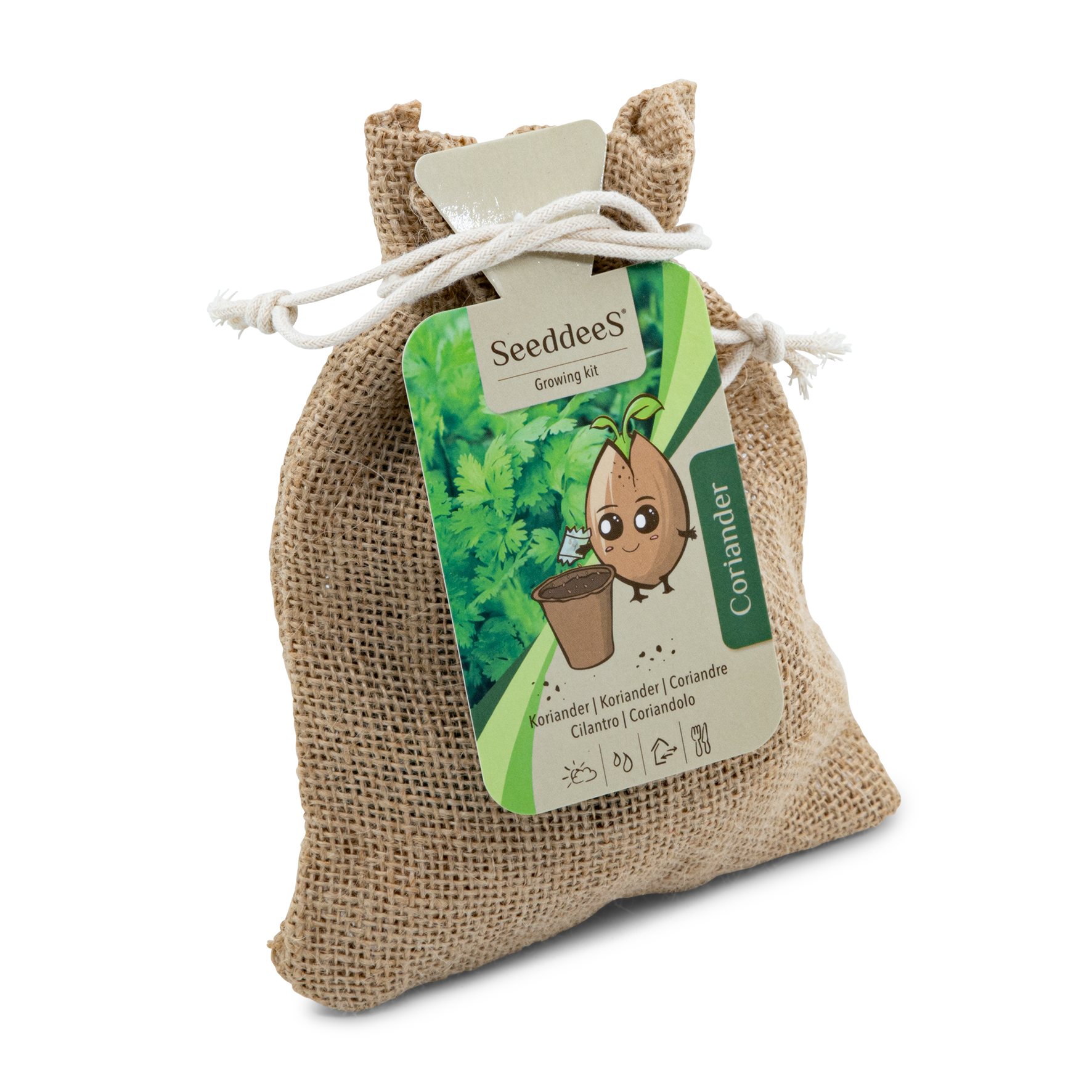 SeeddeeS kweekset jute zak met trekkoord - Koriander